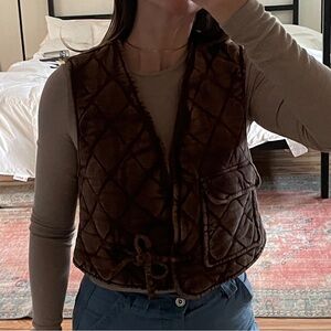Free people brown quilted vest S